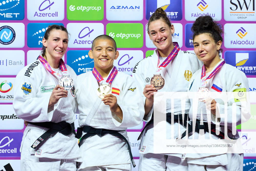 (L-R) Polleres Michaela (AUT), Tsunoda Roustant Ai (ESP), Scoccimarro Giovanna (GER), Taimazova Madina (RUS), OCTOBER 8, 2026 -Judo : World Judo Championships BAKU2026 Women s -70kgMedal Ceremony at National Gymnastics Arena in Baku, Azerbaijan. aflo_354330814 KenxAsakurax