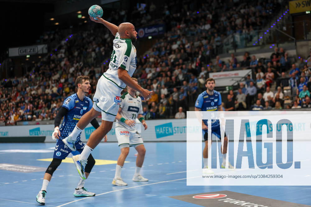 Cyrill Akakpo, HSG Wetzlar, 20 on the shot GER, TVB Stuttgart vs. HSG Wetzlar, Handball, Opel Handball Bundesliga, Matchday 8, 2026–2027 season, October 8, 2026, GER, TVB Stuttgart vs. HSG Wetzlar, Handball, Opel Handball Bundesliga, Matchday 8, 2026–2027 season, October 8, 2026, Stuttgart