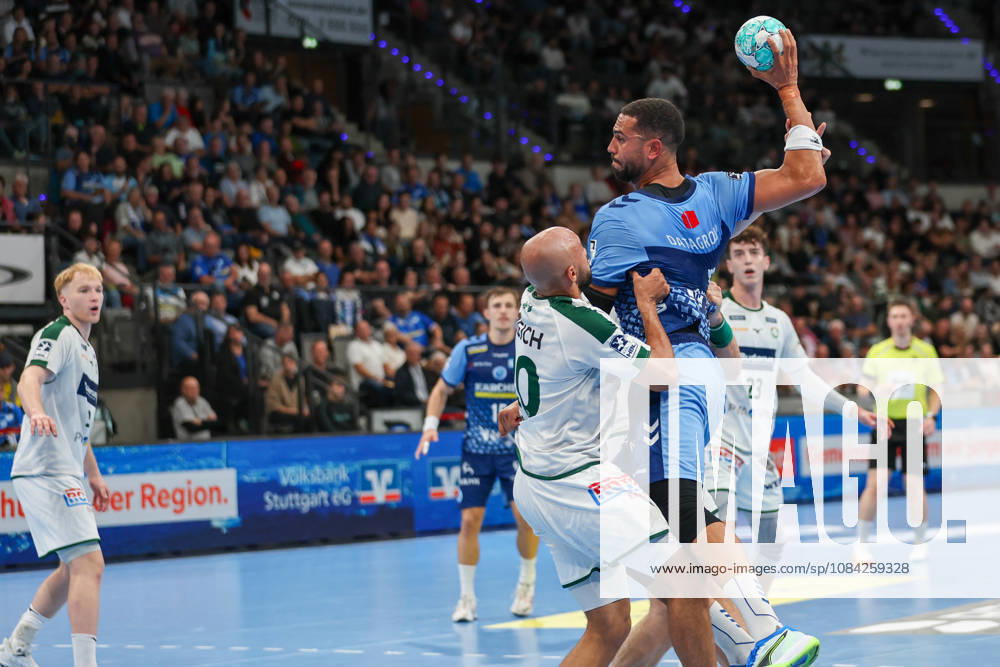 Philipp Ahouansou, TVB Stuttgart, 5 GER, TVB Stuttgart vs. HSG Wetzlar, Handball, Opel Handball Bundesliga, Matchday 8, 2026–2027 Season, October 8, 2026 GER, TVB Stuttgart vs. HSG Wetzlar, Handball, Opel Handball Bundesliga, Matchday 8, 2026–2027 season, October 8, 2026 Stuttgart