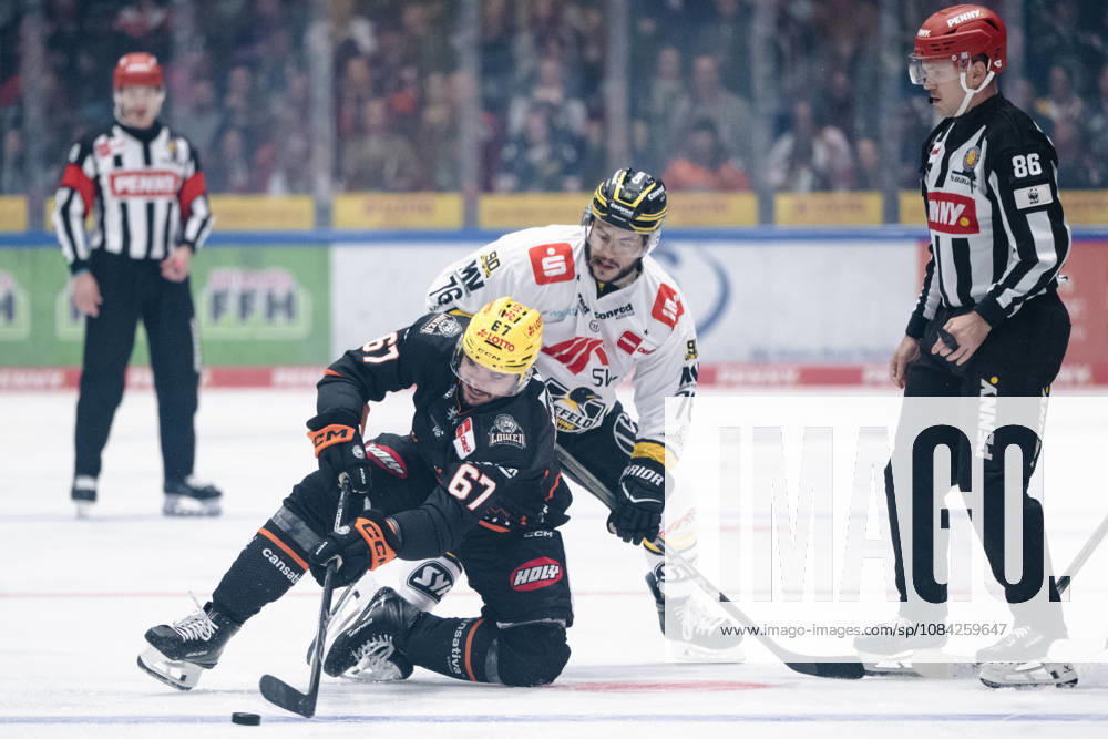 Matthew Wedman, Loewen Frankfurt, 67; Phil Varone, Krefeld Pinguine, 76 GER; Loewen Frankfurt vs. Krefeld Pinguine, ice hockey, PENNY DEL, Matchday 7, 2026–2027 season, October 8, 2026 GER, Loewen Frankfurt vs. Krefeld Pinguine, Ice Hockey, PENNY DEL, Matchday 7, 2026–2027 Season, October 8, 2026 Frankfurt am Main