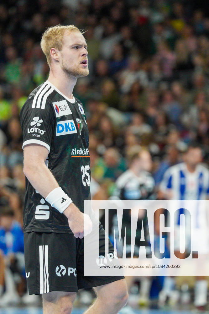 Pictured: Matthes Langhoff, Füchse Berlin, August 25, 2026; Füchse Berlin vs. FC Porto, EHF Handball Champions League, 2026–27 season, Max Schmeling Halle
