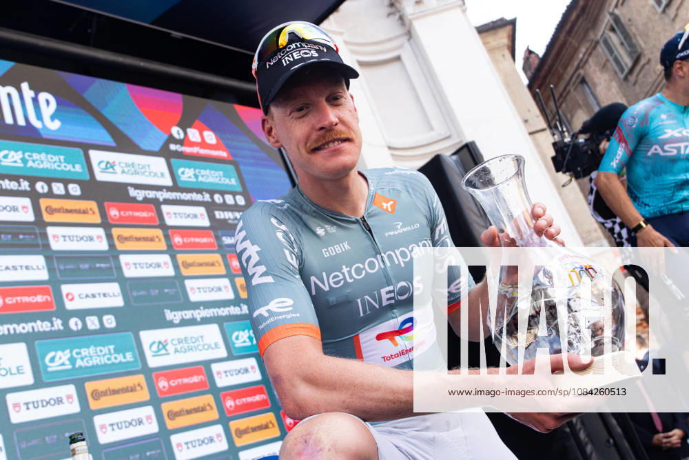 110th Gran Piemonte - Finish Dorian Godon of Netcompany Ineos poses with the trophy after winning the 110th Gran Piemonte, a 181km stage from Asti to Bra, in Italy, on October 8, 2026. Bra Italy