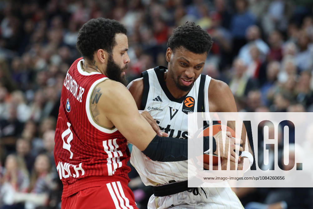 Derrick Alston Jr. (Virtus Bologna), 21, with Duane Washington Jr. (FC Bayern Basketball), 04, GER, FC Bayern Basketball vs. Virtus Bologna, Basketball, EuroLeague, Matchday 4, 2026–2027 Season, October 8, 2026, GER, FC Bayern Basketball vs. Virtus Bologna, Basketball, EuroLeague, Matchday 4, 2026–2027 Season, October 8, 2026, Munich