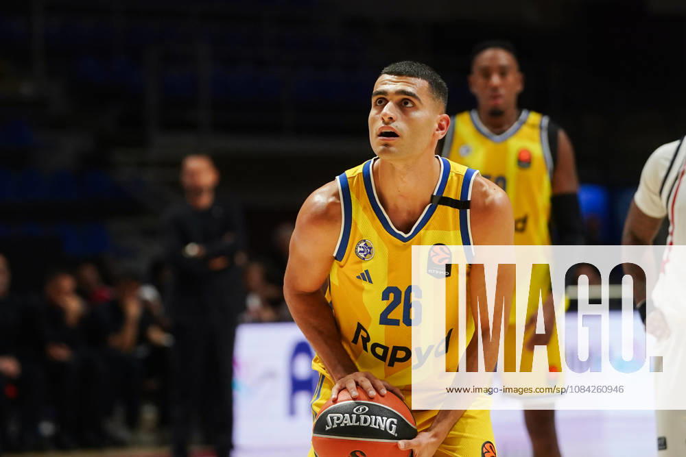 2026108, Belgrade, Serbia - Maccabi Rapyd Tel Aviv and Armani Olimpia Milan play a EuroLeague basketball game at the Aleksandar Nikolic Hall. EBO AMIT in action. Belgrade Serbia - ZUMAd223 20261008_zip_d223_001