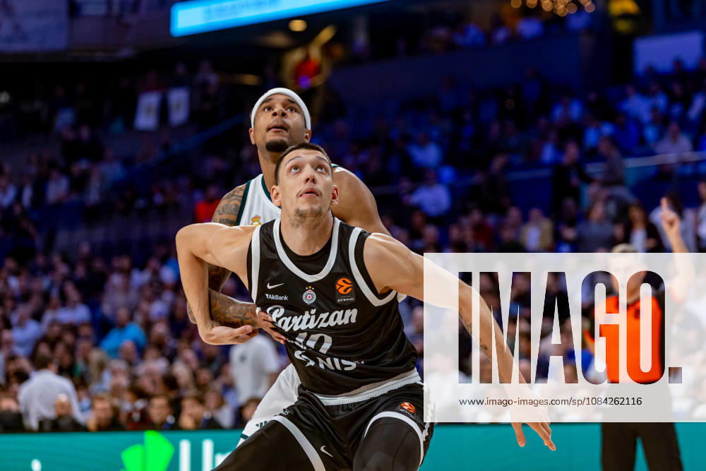 ESP Euroleague: Real Madrid vs. Partizan Belgrade. Chuma Okeke of Real Madrid and Nikola Tanaskovic of Partizan during the Euroleague game between Real Madrid and Partizan Mozzart Bet Belgrade, played at Movistar Arena on October 8, 2026, in Madrid, Spain. Madrid, Spain. Basketball