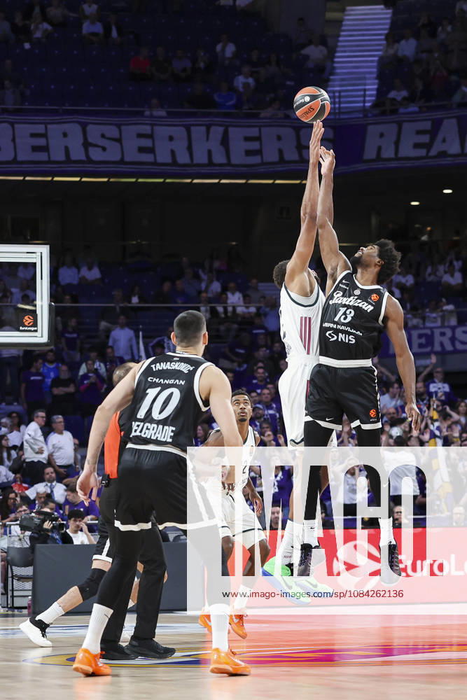 Walter Samuel Tavares da Veiga of Real Madrid and Kevarrius Hayes of Partizan Mozzart Bet Belgrade in action during the Euroleague Basketball Regular Season Round 4 game between Real Madrid v Partizan Mozzart Bet Belgrade at Movistar Arena on October 08, 2026 in Madrid, Spain. Real Madrid V Partizan Mozzart Bet Belgrade - Euroleague 2025 2026 - ZUMAa181 20261008_zaa_a181_227