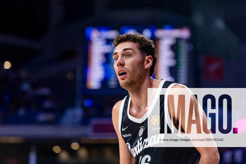 ESP Euroleague: Real Madrid vs. Partizan Belgrade. Alesandro Pajola of Partizan during the Euroleague game between Real Madrid and Partizan Mozzart Bet Belgrade, played at Movistar Arena on October 8, 2026, in Madrid, Spain. Madrid, Spain. Basketball