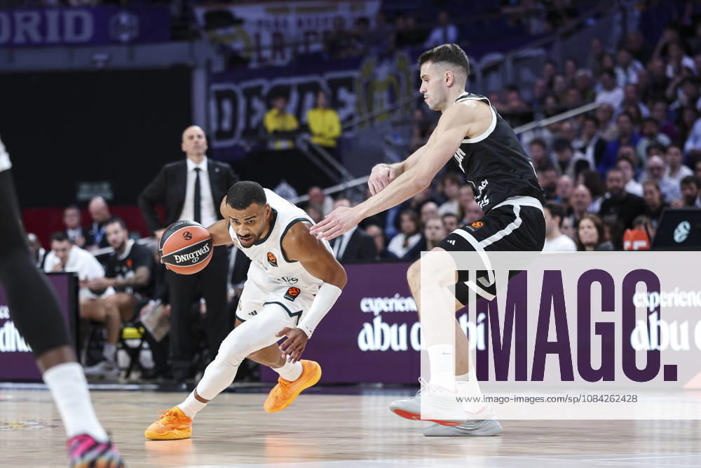 Timothe Luwawu-Cabarr Ot of Real Madrid and Mario Nakic of Partizan Mozzart Bet Belgrade in action during the Euroleague Basketball Regular Season Round 4 game between Real Madrid v Partizan Mozzart Bet Belgrade at Movistar Arena on October 08, 2026 in Madrid, Spain. Real Madrid V Partizan Mozzart Bet Belgrade - Euroleague 2025 2026 - ZUMAa181 20261008_zaa_a181_230