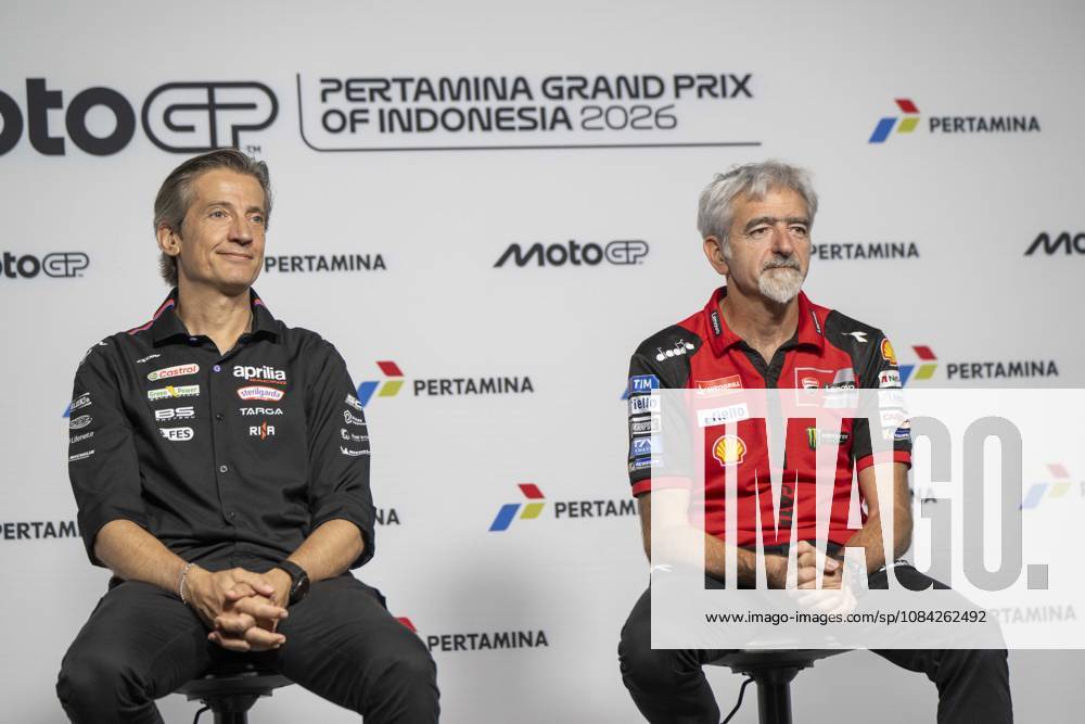 MOTO - MOTO GP - GRAND PRIX OF INDONESIA 2026 Rivola Massimo (ita), CEO Aprilia Racing, portrait with Dall Igna Luigi (ita), General Manager of Ducati Corse, presse conference during the 2026 MotoGP Pertamina Grand Prix of Indonesia on the Mandalika circuit from October 9 to 11, at West Nusa Tenggara, Indonesia - West Nusa TenggaraIndonesia