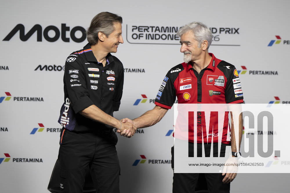 MOTO - MOTO GP - GRAND PRIX OF INDONESIA 2026 Rivola Massimo (ita), CEO Aprilia Racing, portrait with Dall Igna Luigi (ita), General Manager of Ducati Corse, presse conference during the 2026 MotoGP Pertamina Grand Prix of Indonesia on the Mandalika circuit from October 9 to 11, at West Nusa Tenggara, Indonesia - West Nusa TenggaraIndonesia