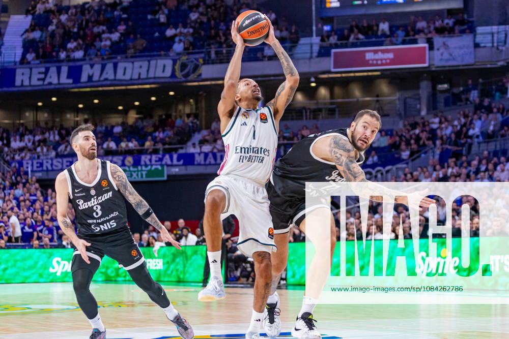 ESP Euroleague: Real Madrid vs. Partizan Belgrade. Nick Smith Jr. of Real Madrid during the Euroleague game between Real Madrid and Partizan Mozzart Bet Belgrade, played at Movistar Arena Stadium on October 8, 2026, in Madrid, Spain. Madrid, Spain. Basketball