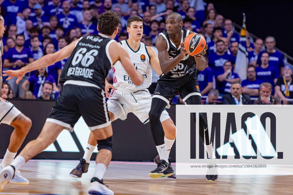 ESP Euroleague: Real Madrid vs. Partizan Belgrade. Bandja Sy of Partizan during the Euroleague game between Real Madrid and Partizan Mozzart Bet Belgrade, played at Movistar Arena Stadium on October 8, 2026, in Madrid, Spain. Madrid, Spain. Basketball