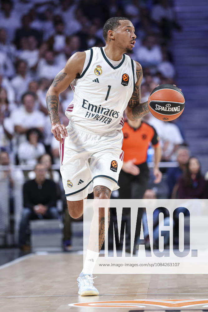 Nick Smith Jr. of Real Madrid in action during the Euroleague Basketball Regular Season Round 4 game between Real Madrid v Partizan Mozzart Bet Belgrade at Movistar Arena on October 08, 2026 in Madrid, Spain. Real Madrid V Partizan Mozzart Bet Belgrade - Euroleague 2025 2026 - ZUMAa181 20261008_zaa_a181_242