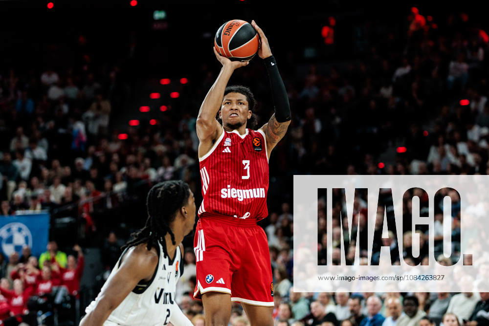 Marjon Beauchamp (FC Bayern Muenchen, 3) shooting the ball during the Turkish Airlines EuroLeague match between FC Bayern Muenchen vs. Virtus Bologna at SAP Garden on round 4 of Turkish Airlines EuroLeague on October 08, 2026 in Munich, Germany. Bavaria Germany
