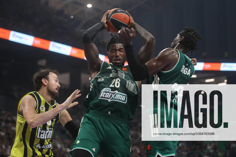 Panatinaikos AKTOR v Fenerbahce Tarfin - EuroLeague ATHENS, GREECE - OCTOBER 8: Mathias Lessort of Panatinaikos AKTOR in action during the EuroLeague Week 4 match between Panathinaikos AKTOR and Fenerbahce Tarfin at OAKA Sports Hall in Athens, Greece, on October 8, 2026. Ayhan Mehmet Anadolu Athens Greece. Editorial use only. Please get in touch for any other usage.