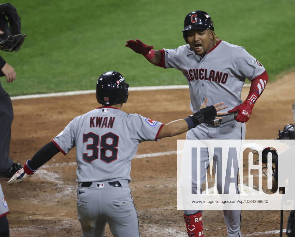 The Cleveland Guardians Jose Ramirez celebrates his two-run home run in the fifth inning against the Chicago White Sox in Game 4 of the American League Division Series at Rate Field on Thursday, Oct. 8, 2026, in Chicago. Sports News - October 8, 2026 - ZUMAm67_ 0869004555st