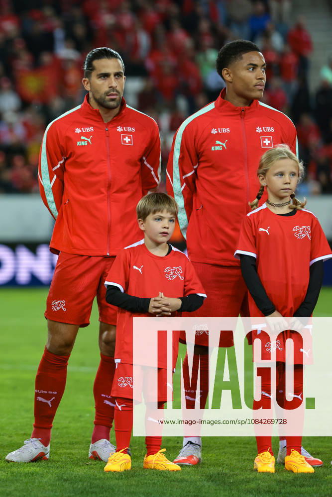 Ricardo Rodriguez Araya (13, Switzerland, l.) and Sascha Britschgi (2, Switzerland) during the UEFA Nations League match between Switzerland and North Macedonia at thermoplan arena on October 6, 2026 in Lucerne, Switzerland.