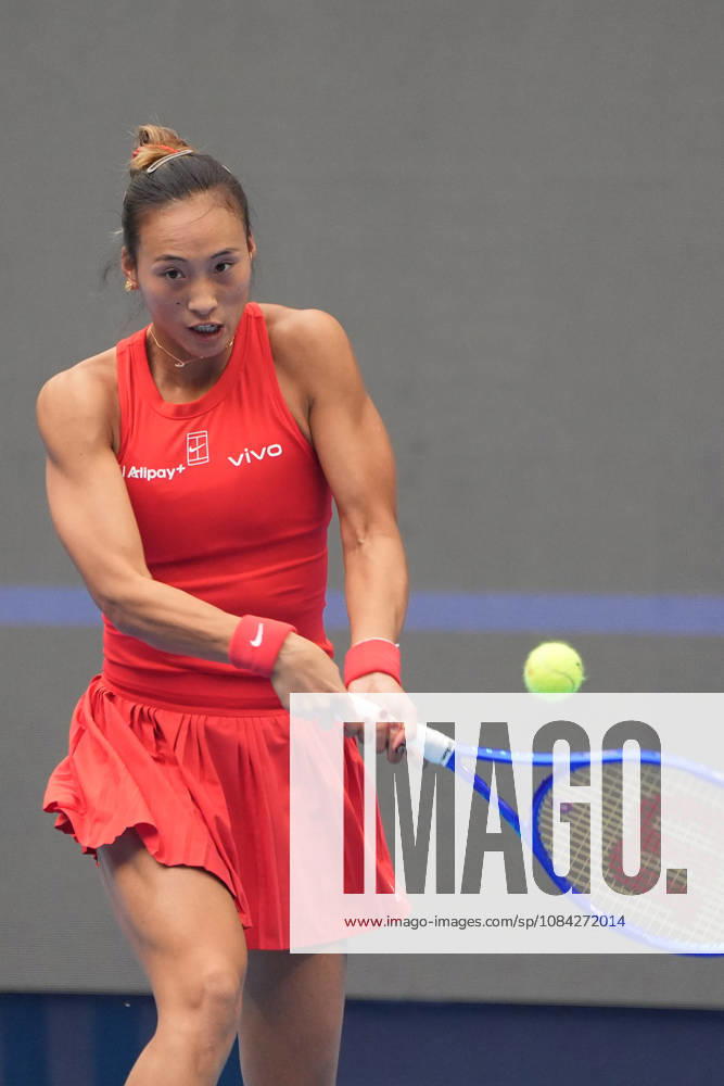 (261009) -- BEIJING, Oct. 9, 2026 -- Zheng Qinwen of China hits a return during the women s singles quarterfinal match between Zheng Qinwen of China and Elina Svitolina of Ukraine at 2026 China Open tennis tournament in Beijing, China, Oct. 9, 2026. ) (SP)CHINA-BEIJING-TENNIS-CHINA OPEN-WOMEN S SINGLES (CN) XiexHan