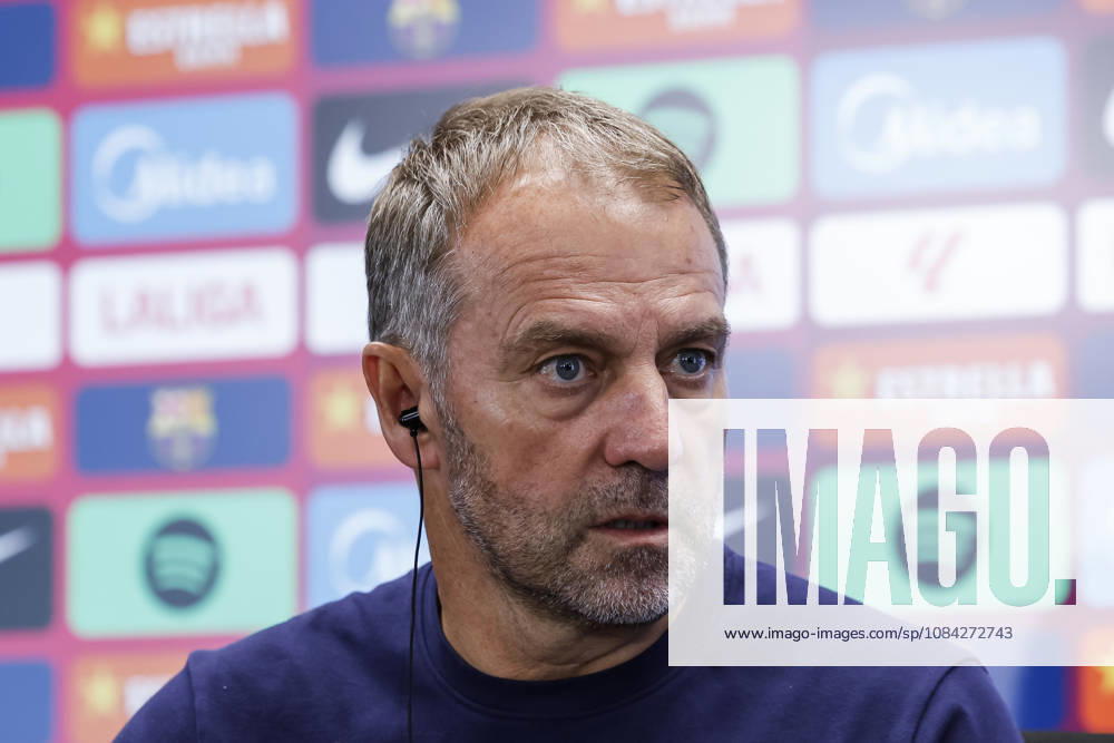 Hansi Flick, head coach of FC Barcelona, Barca attends his press conference, PK, Pressekonferenz during the training day of FC Barcelona ahead the Spanish League, LaLiga EA Sports, football match against Getafe CF at Ciudad Esportiva Joan Gamper on October 09, 2026 in Sant Joan Despi, Barcelona, Spain. FC Barcelona Training And Press Conference - LaLiga EA Sports - ZUMAa181 20261009_zaa_a181_042