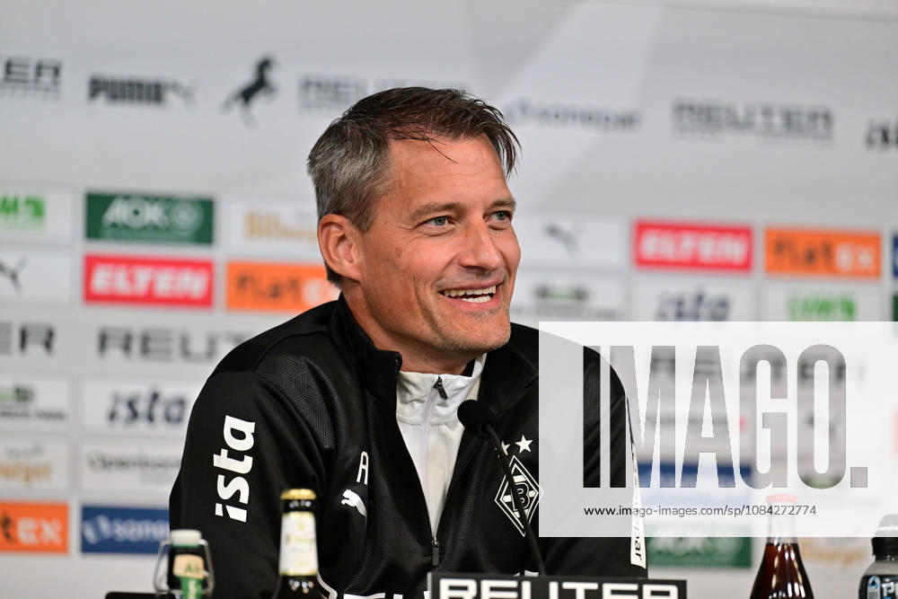 Mönchengladbach Soccer, Men s, 2026–2027 season, Borussia Mönchengladbach press conference ahead of the match against 1. FC Köln. Looking forward to the derby: Alexander Blessin, Gladbach coach. DFL regulations prohibit any use of photographs as image sequences and or quasi-video content. Borussia Park, North Rhine-Westphalia, Germany