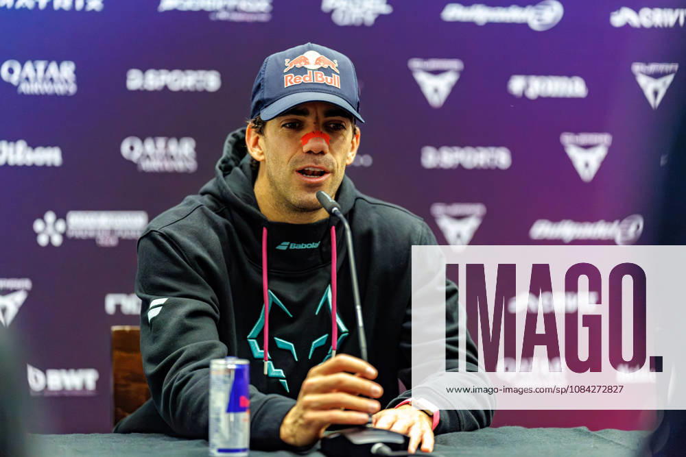 DÜSSELDORF, GERMANY - 9 OCTOBER 2026: Image shows press conference, PK, Pressekonferenz with Juan Lebron (ESP) during CUPRA Germany Premier Padel P2 2026 Day 6: Quarterfinals at CASTELLO Düsseldorf on 9 10 2026 in Düsseldorf, Germany. Germany