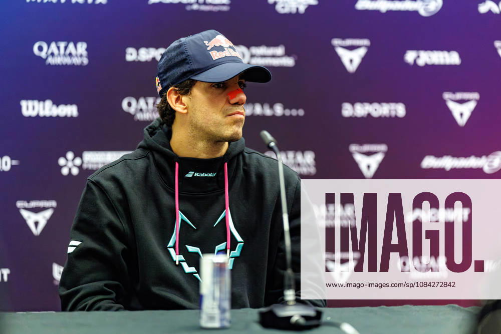 DÜSSELDORF, GERMANY - 9 OCTOBER 2026: Image shows press conference, PK, Pressekonferenz with Juan Lebron (ESP) during CUPRA Germany Premier Padel P2 2026 Day 6: Quarterfinals at CASTELLO Düsseldorf on 9 10 2026 in Düsseldorf, Germany. Germany