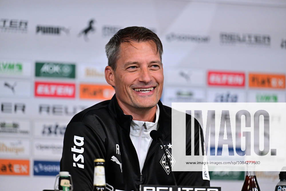 Mönchengladbach Soccer, Men s, 2026–2027 season, Borussia Mönchengladbach press conference ahead of the match against 1. FC Köln. Looking forward to the derby: Alexander Blessin, Gladbach coach. DFL regulations prohibit any use of photographs as image sequences and or quasi-video content. Borussia Park, North Rhine-Westphalia, Germany