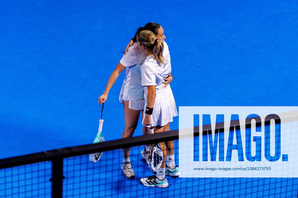 DÜSSELDORF, GERMANY - 9 OCTOBER 2026: Image shows the celebration of Andrea Ustero Prieto (ESP) and Ariana Sanchez Fallada (ESP) during CUPRA Germany Premier Padel P2 2026 Day 6: Quarterfinals at CASTELLO Düsseldorf on 9 10 2026 in Düsseldorf, Germany. Germany