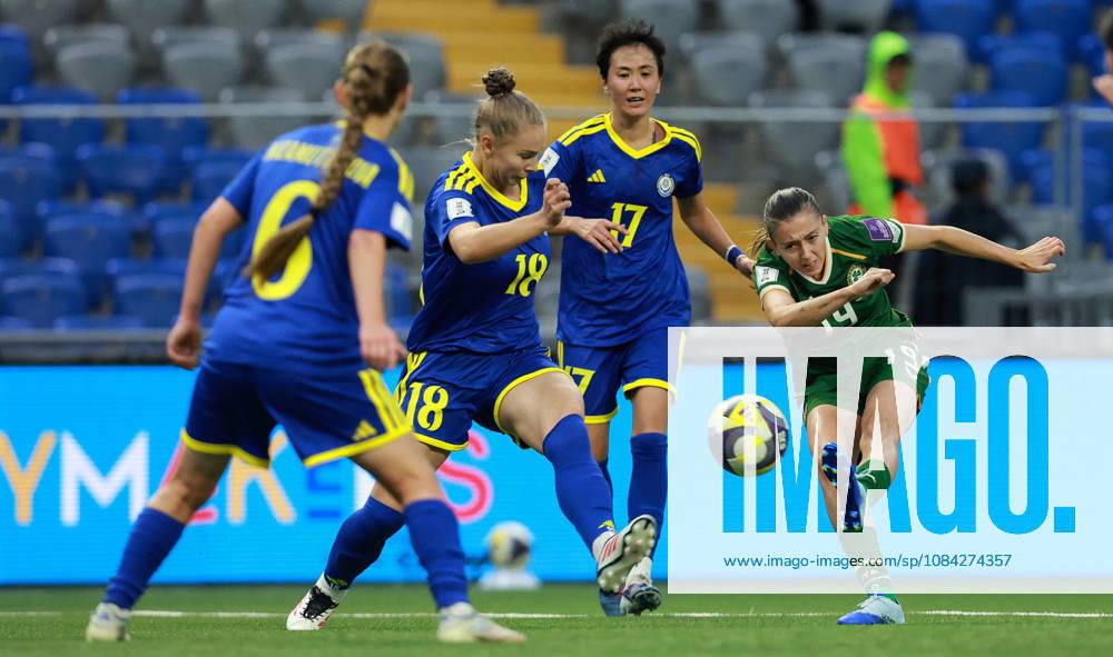 2027 FIFA Women s World Cup Round One Qualifying Play-off First Leg, Astana Arena, Astana, Kazakhstan 9 10 2026 Kazakhstan vs Republic of Ireland Irelands Abbie Larkin with Alexandra Burova of Kazakhstan Abbie Larkin with Alexandra Burova 9 10 2026
