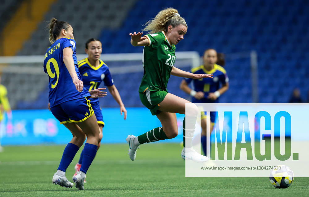 2027 FIFA Women s World Cup Round One Qualifying Play-off First Leg, Astana Arena, Astana, Kazakhstan 9 10 2026 Kazakhstan vs Republic of Ireland Irelands Leanne Kiernan with Bibigul Nurusheva of Kazakhstan Leanne Kiernan with Bibigul Nurusheva 9 10 2026