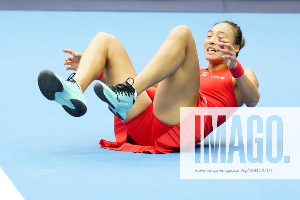China Open 2026 - women s singles quarter-final in Beijing, China - 09 Oct 2026 Qinwen Zheng of China celebrates winning against Elina Svitolina of Ukraine (not in view) during the women s singles quarter-final match on day ten of China Open at the National Tennis Center. Beijing China