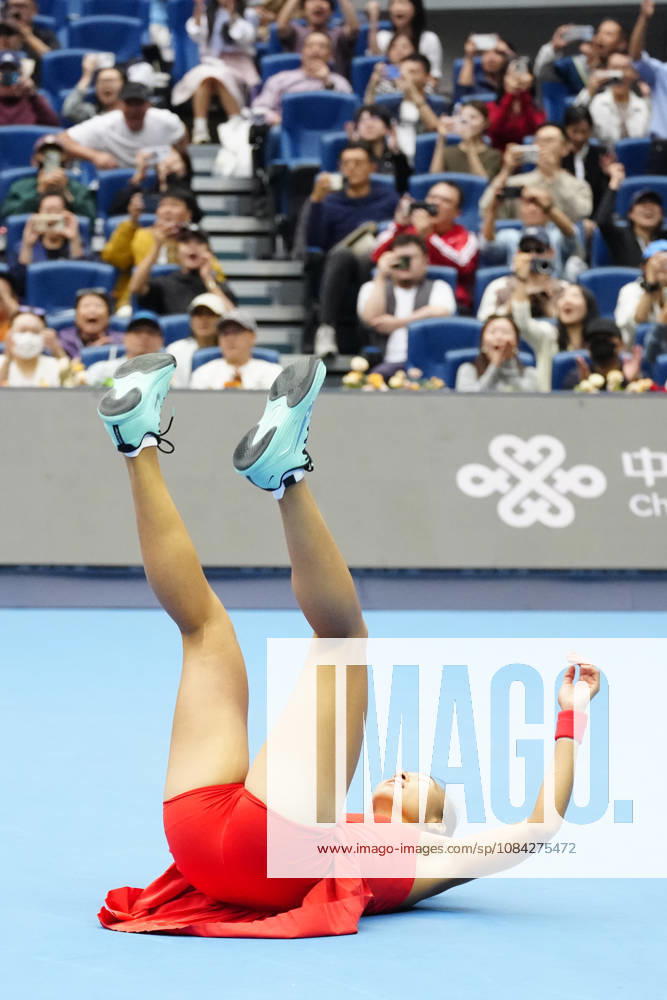 China Open 2026 - women s singles quarter-final in Beijing, China - 09 Oct 2026 Qinwen Zheng of China celebrates winning against Elina Svitolina of Ukraine (not in view) during the women s singles quarter-final match on day ten of China Open at the National Tennis Center. Beijing China