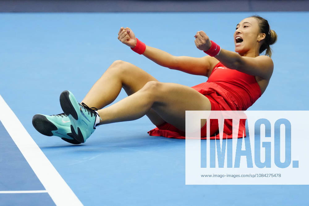China Open 2026 - women s singles quarter-final in Beijing, China - 09 Oct 2026 Qinwen Zheng of China celebrates winning against Elina Svitolina of Ukraine (not in view) during the women s singles quarter-final match on day ten of China Open at the National Tennis Center. Beijing China