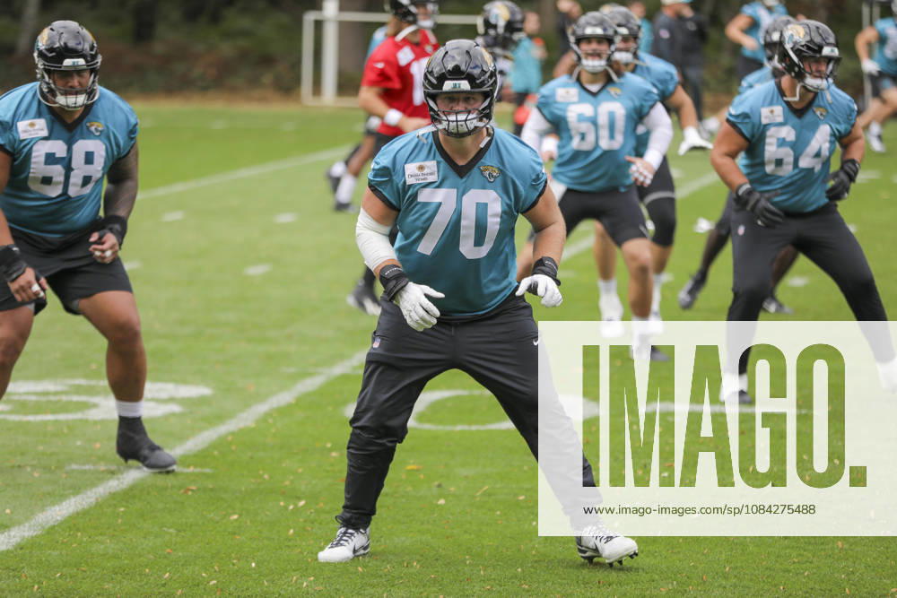 training with the team Cole van Lanen of the Jacksonville Jaguarsduring the Jacksonville Jaguars team practise and media as part of the London NFL, American Football Herren, USA Series 2026, at the Grove, Chandler’s Cross, Hertfordshire, England, on 09 October 2026. Jody Demay - Davies SPP