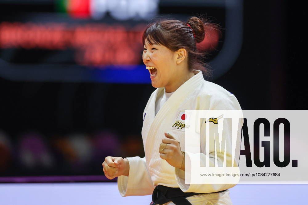 AZERBAIJAN, BAKU - OCTOBER 9, 2026: Kurena Ikeda of Japan celebrates her victory after a -78 kg bout against Patricia Sampaio of Portugal as part of the 2026 World Judo Championships at the National Gymnastics Arena 2026 World Judo Championships In Baku - ZUMAt113 20261009_zaa_t113_695