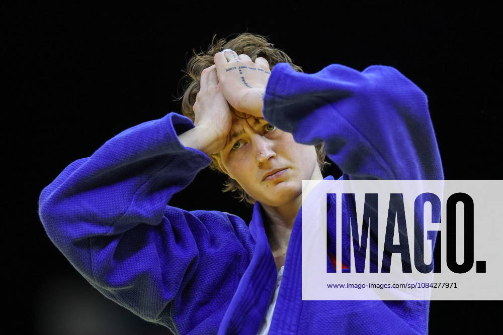AZERBAIJAN, BAKU - OCTOBER 9, 2026: Yelizaveta Litvinenko of the UAE celebrates her victory in a -78 kg bout against Kaila Issoufi of France as part of the 2026 World Judo Championships at the National Gymnastics Arena 2026 World Judo Championships In Baku - ZUMAt113 20261009_zaa_t113_712