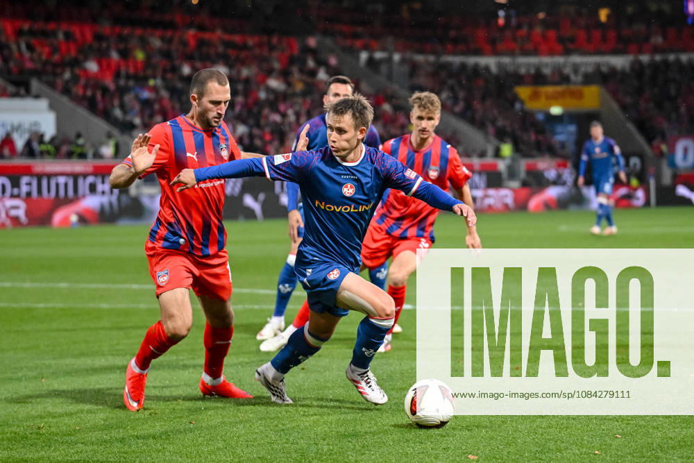 Jonas Foehrenbach of 1 FC Heidenheim 1846 and Naatan Skyttae of 1 FC Kaiserslautern in a tackle during the 2. Bundesliga match between 1 FC Heidenheim and 1 FC Kaiserslautern, at the Voith Arena on October 9, 2026, in Heidenheim an der Brenz, Germany. Photo by Harry Langer, DeFodi Images. Jonas Foehrenbach of 1 FC Heidenheim 1846 and Naatan Skyttae of 1 FC Kaiserslautern battle for the ball during the 2nd Bundesliga match between 1 FC Heidenheim and 1 FC Kaiserslautern at Voith Arena on October 9, 2026 in Heidenheim an der Brenz, Germany Photo by Harry Langer DeFodi Images DFB and DFL regulations prohibit any use of photographs as image sequences and or quasi-video Photo by Harry Langer DeFodi Images DFB and DFL regulations prohibit any use of photographs as imSEQUENCES AND OR QUASI-VIDEO