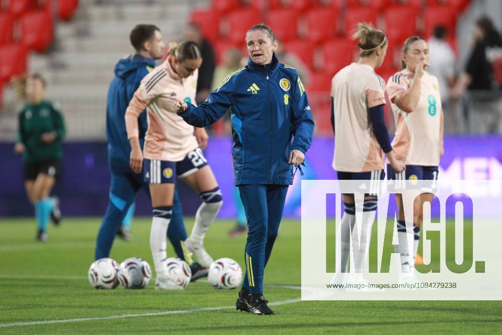 Scotland Assistant Coach Leanne Ross during warm-up. Czechia Women v Scotland Women, Women s European World Cup Qualifier, Football, Stadion Arnosta, Pardubice, Czechia - 09 Oct 2026Pardubice Stadion Arnosta Czech Republic