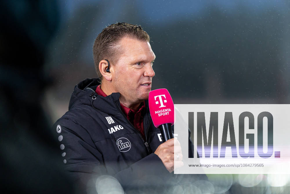 Uwe Koschinat of Rot-Weiss Essen, head coach, in an interview with Magenta Sport GER, SC Preussen Münster vs. Rot-Weiss Essen, soccer, 3. Liga, Matchday 8, 2026–2027 season, October 9, 2026 DFL regulations prohibit the use of photographs as image sequences and or quasi-video GER, SC Preussen Münster vs. Rot-Weiß Essen, soccer, 3. Liga, Matchday 8, 2026–2027 season, October 9, 2026, Münster