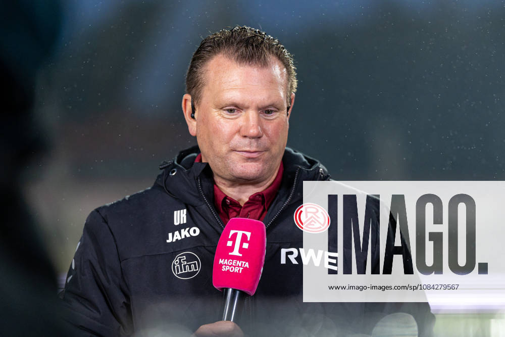 Uwe Koschinat of Rot-Weiss Essen, head coach, in an interview with Magenta Sport GER, SC Preussen Münster vs. Rot-Weiss Essen, soccer, 3. Liga, Matchday 8, 2026–2027 season, October 9, 2026 DFL regulations prohibit the use of photographs as image sequences and or quasi-video GER, SC Preussen Münster vs. Rot-Weiß Essen, soccer, 3. Liga, Matchday 8, 2026–2027 season, October 9, 2026, Münster