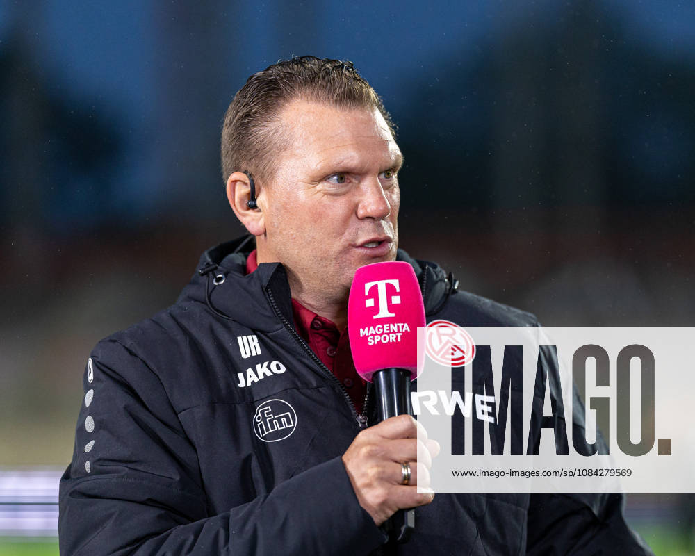 Uwe Koschinat of Rot-Weiss Essen, head coach, in an interview with Magenta Sport GER, SC Preussen Münster vs. Rot-Weiss Essen, soccer, 3. Liga, Matchday 8, 2026–2027 season, October 9, 2026 DFL regulations prohibit the use of photographs as image sequences and or quasi-video GER, SC Preussen Münster vs. Rot-Weiß Essen, soccer, 3. Liga, Matchday 8, 2026–2027 season, October 9, 2026, Münster