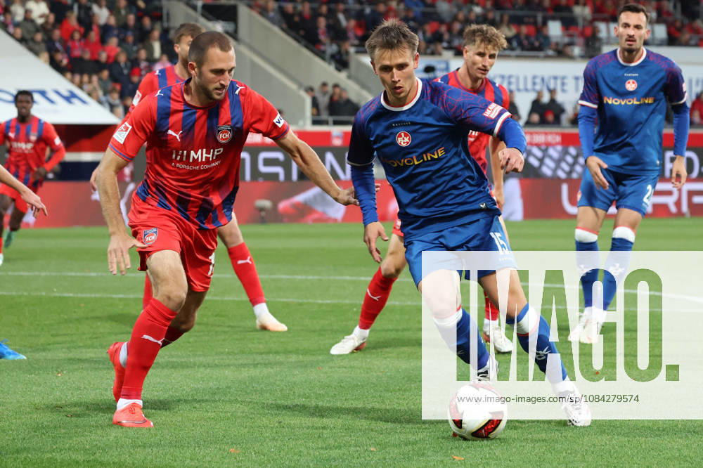 Soccer 2. Bundesliga, 1 FC Heidenheim vs. 1 FC Kaiserslautern: l Jonas Föhrenbach (Foehrenbach) 1 FC Heidenheim 1846 Naatan Skyttä (Skyttae) 1 FC Kaiserslautern, tackle, Action, battle for the ball. DFL and DFB regulations prohibit any use of photographs as image sequences and or quasi-video. Heidenheim