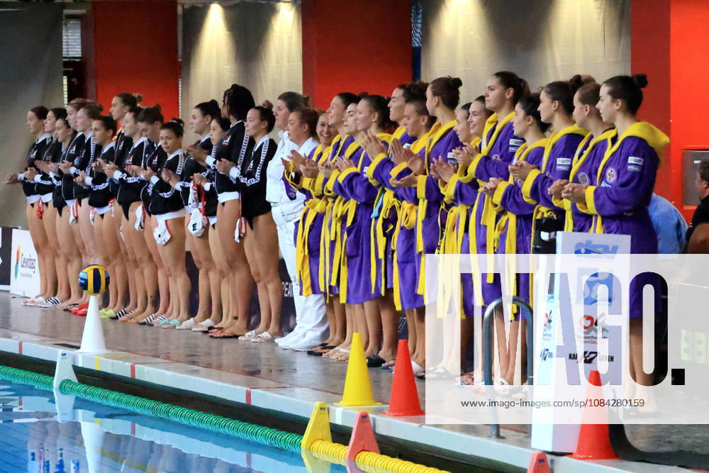 GER, DEU, Germany Women s Water Polo, Water Polo Champions League Qualifiers, 2026 Season, Berlin, Spandau 04 vs. UVSE Both teams at the presentation by nordphoto GmbH Engler Berlin, Schwimhalle Schöneberg, Berlin, Germany