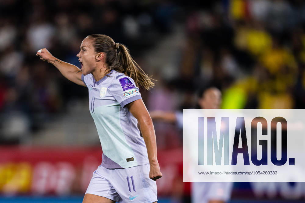 Guro Reiten of Norway celebrates after scoring the 0-1 goal during the FIFA Women’s World Cup Qualifier soccer match between Romania and Norway on October 9, 2026 in Bucharest. Photo by Marius Simensen. BILDBYRAN COP 238 bbeng women FIFA World Cup qualifiers soccer football celebration international match Norway Romania World Cup qualifiers women