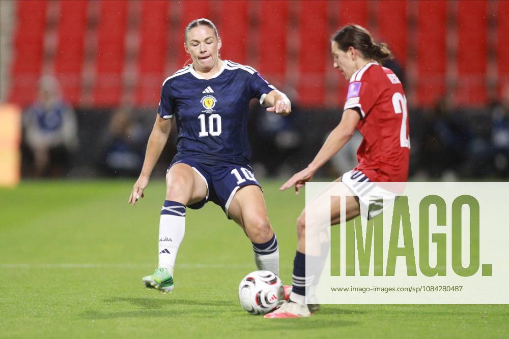 Kirsty Hanson of Scotland in action. Czechia Women v Scotland Women, Women s European World Cup Qualifier, Football, Stadion Arnosta, Pardubice, Czechia - 09 Oct 2026Pardubice Stadion Arnosta Czech Republic