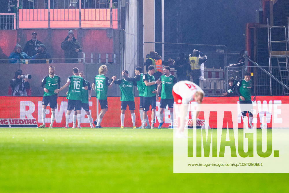 The SC Preussen Münster players celebrate Montell Ndikom s goal to make it 1–0. SC Preussen Münster, 28 GER, SC Preussen Münster vs. Rot-Weiss Essen, Soccer, 3rd Division, Matchday 8, 2026–2027 Season, October 9, 2026 DFL regulations prohibit the use of photographs as image sequences and or quasi-video GER, SC Preussen Münster vs. Rot-Weiß Essen, soccer, 3. Liga, Matchday 8, 2026–2027 season, October 9, 2026, Münster