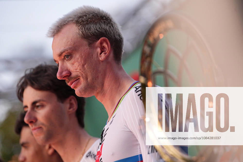 USA s Brandon McNulty of UAE Team Emirates XRG during the team presentation on the eve of the 120th edition of Il Lombardia cycling race, in Bergamo on October 9, 2026, prior to the 239 km one-day race from Bergamo to Como, Italy.
