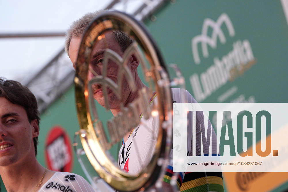 USA s Brandon McNulty of UAE Team Emirates XRG during the team presentation on the eve of the 120th edition of Il Lombardia cycling race, in Bergamo on October 9, 2026, prior to the 239 km one-day race from Bergamo to Como, Italy.