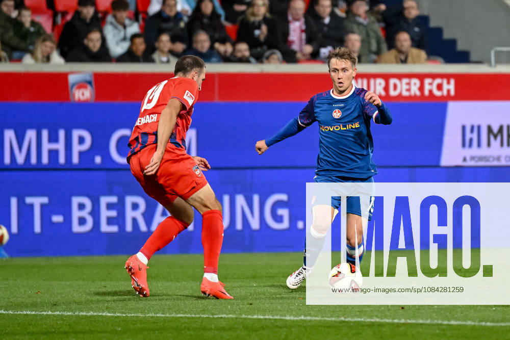Jonas Foehrenbach of 1 FC Heidenheim 1846 and Naatan Skyttae of 1 FC Kaiserslautern in a tackle during the 2. Bundesliga match between 1 FC Heidenheim and 1 FC Kaiserslautern, at the Voith Arena on October 9, 2026, in Heidenheim an der Brenz, Germany. Photo by Harry Langer, DeFodi Images. Jonas Foehrenbach of 1 FC Heidenheim 1846 and Naatan Skyttae of 1 FC Kaiserslautern battle for the ball during the 2nd Bundesliga match between 1 FC Heidenheim and 1 FC Kaiserslautern at Voith Arena on October 9, 2026 in Heidenheim an der Brenz, Germany Photo by Harry Langer DeFodi Images DFB and DFL regulations prohibit any use of photographs as image sequences and or quasi-video Photo by Harry Langer DeFodi Images DFB and DFL regulations prohibit any use of photographs as imSEQUENCES AND OR QUASI-VIDEO