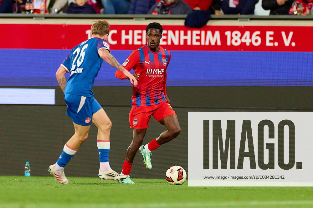 Tackle, duel between Paul Joly (1 FC Kaiserslautern, No. 26) and Christian Conteh (1 FC Heidenheim, No. 10, GER), 1 FC Heidenheim 1846 vs. 1 FC Kaiserslautern, soccer, 2. Bundesliga, Matchday 7, 2026–2027 season, October 9, 2026 DFL regulations prohibit any use of photographs as image sequences and or quasi-video GER, 1 FC Heidenheim 1846 vs. 1 FC Kaiserslautern, soccer, 2. Bundesliga, Matchday 7, 2026–2027 season, October 9, 2026, Heidenheim an der Brenz
